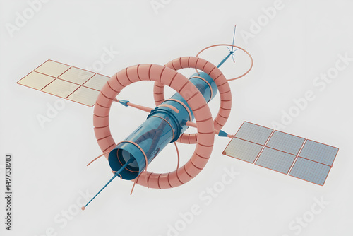 Stylized 3D Render of a Futuristic Satellite in Space