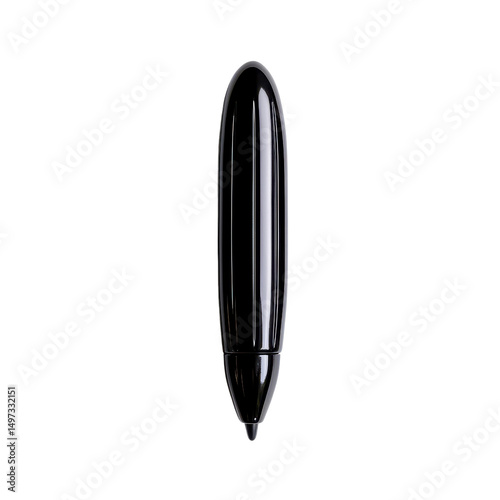 Sleek black pen on a white background isolated against a transparent background..