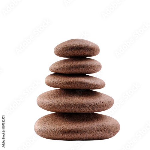Stacked stones symbolizing balance and harmony isolated against a transparent background..