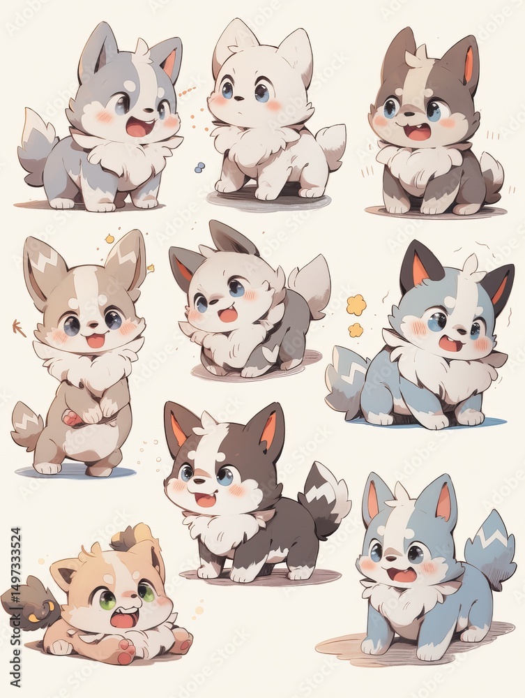 Obraz premium Anime dog vector