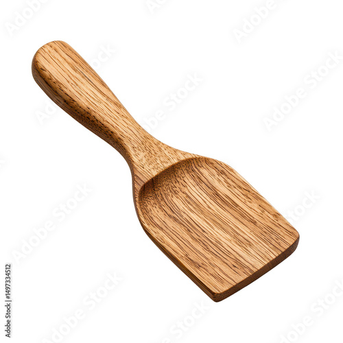 Wooden spatula for cooking and serving food isolated against a transparent background..