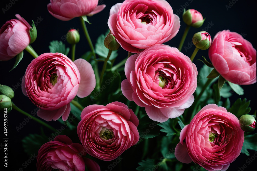 Obraz premium A bouquet of pink flowers arranged in a glass vase