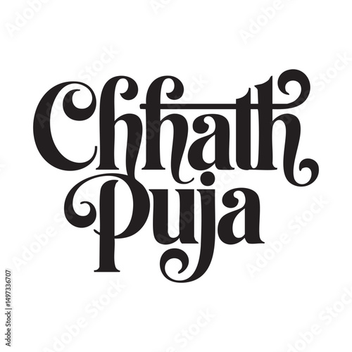 chhath puja hand lettering text design