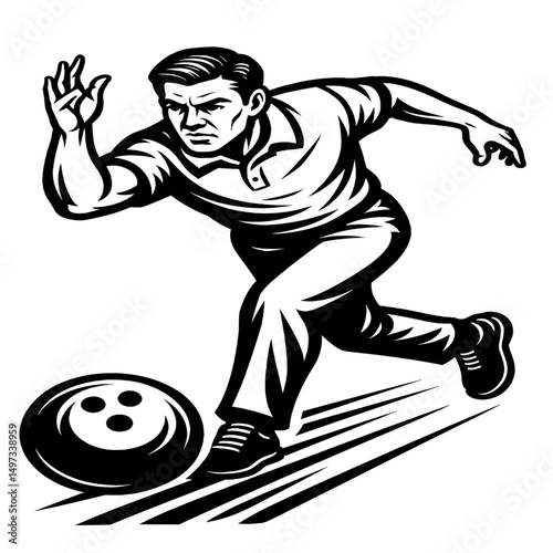 .black and white bowling    Illustration vector silhouette  style black hard  line art line drawing