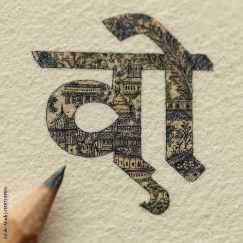Devanagari Letter City Silhouette.