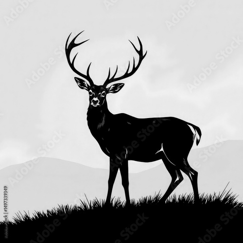 deer silhouette vector text with transparent background PNG and JPEG image