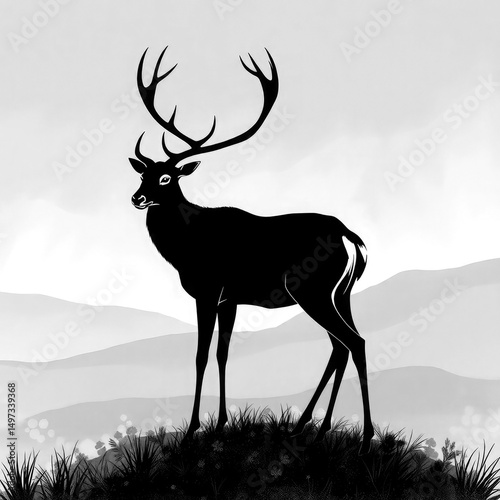 silhouette of a deer text with transparent background PNG and JPEG image