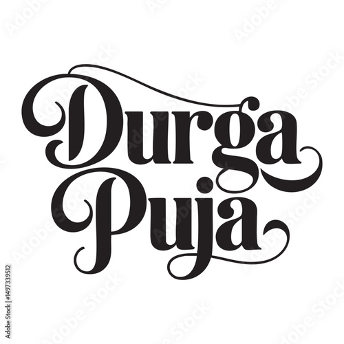 durga puja hand lettering text design