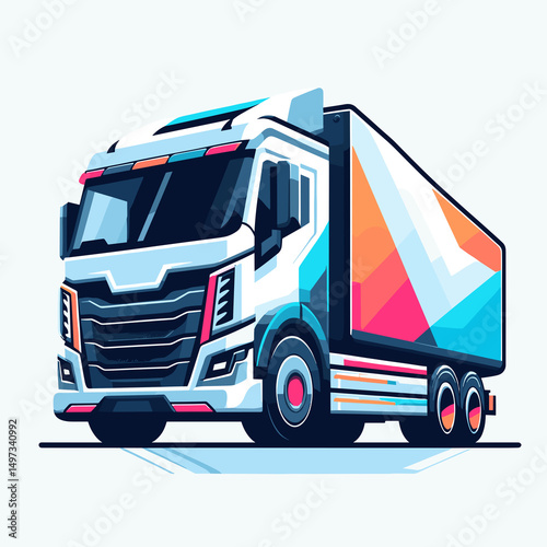 Colorful geometric truck illustration