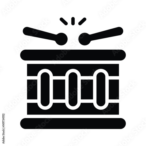 A glyph icon showing a traditional drum with sticks