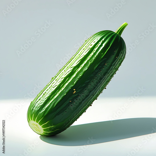 Fresh Cucumber Displayed on a Light Background