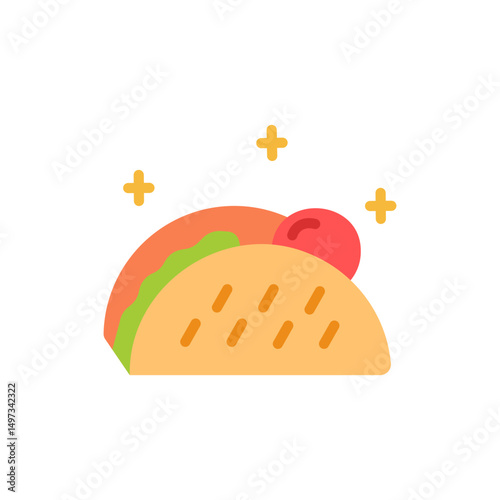 Delightful vector style taco illustration with simple shapes, for creative use