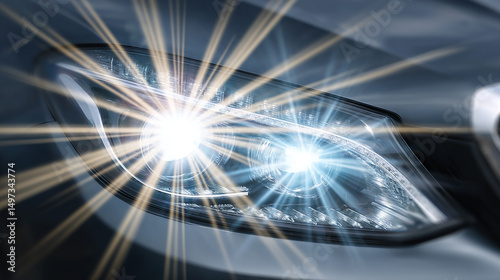Stylish Rear Tail Lights of a Modern Car Illuminating the Road at Sunset for Enhanced Visibility