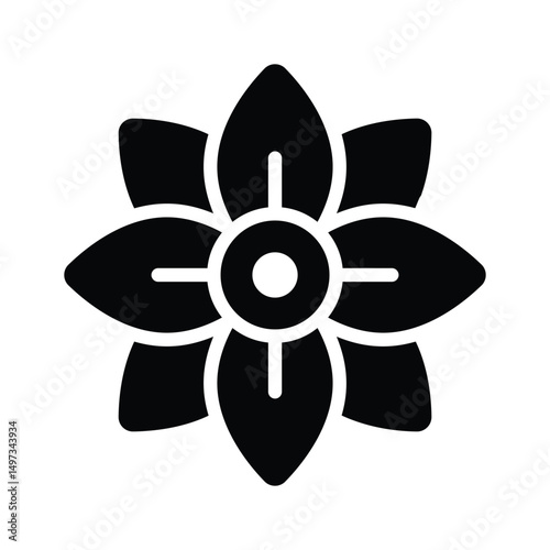 Get this glyph icon of blooming plumeria flower