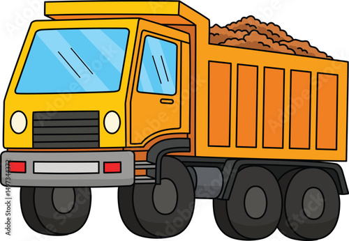 Construction Dump Truck Cartoon Colored Clipart 