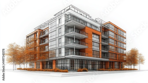Architectural Design: Modern Apartment Building Rendering
