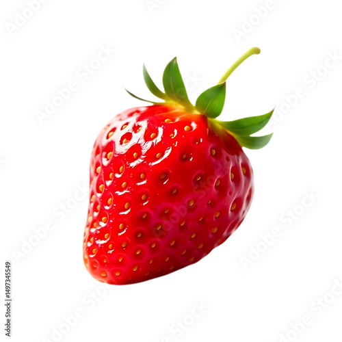 A single juicy red strawberry isolated on black background