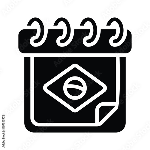 Check out this glyph icon of brazil day calendar