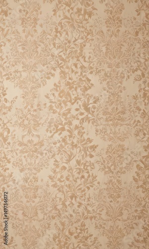 Elegant damask floral pattern on beige background, intricate, design, beige