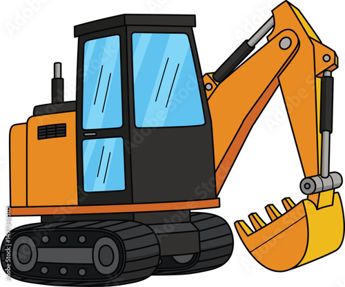 Construction Excavator Vehicle Cartoon Clipart 