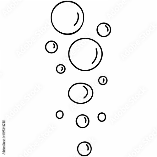 Simple and elegant outlined bubbles floating upwards on a white background suitable for various design projects