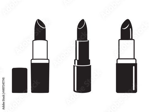 Lipstick silhouette vector black color vector isolated white background