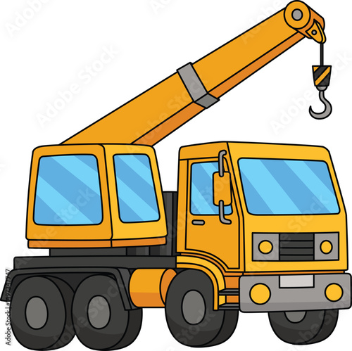 Construction Crane Truck Cartoon Colored Clipart 