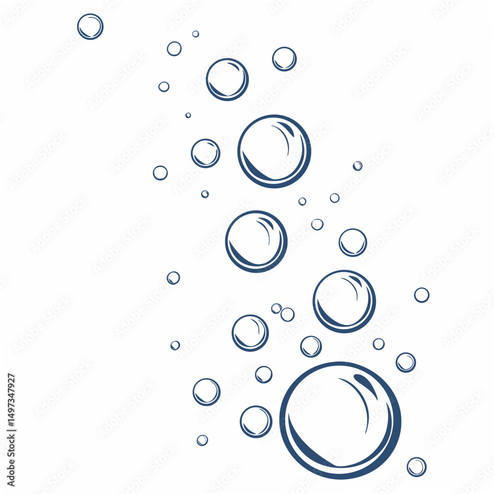 Vector illustration of air bubbles with a transparent background, suitable for various design projects and backgrounds.