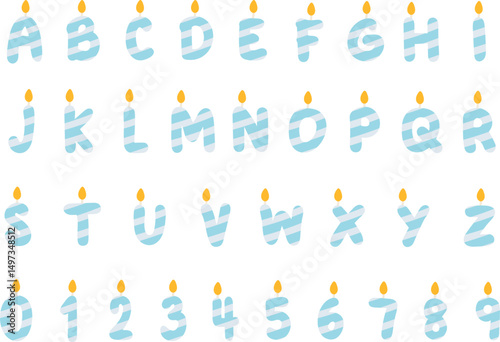 Alphabet and number Candle, candle letters, Candle Font