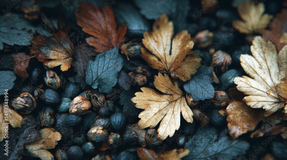 Autumn Leaves and Seeds on Forest Floor Autumn Leaves and Seeds on Forest Floor