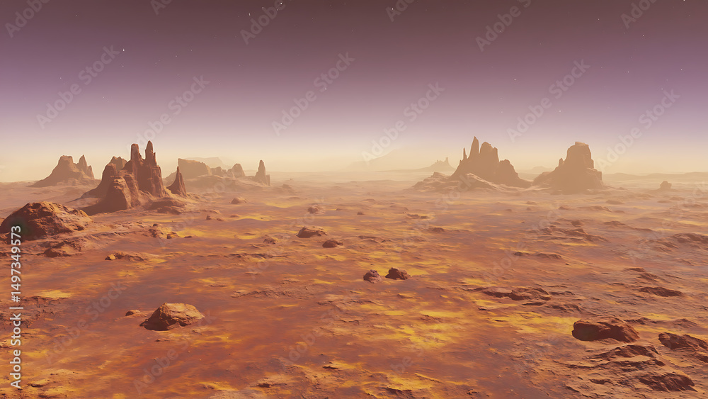 Naklejka premium Rocky Martian Desert Landscape
