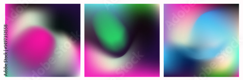 Abstract vector illustration featuring soft gradient shapes and blurred neon hues in a modern fluid style, reflecting the popular vibrant gradient trend of 2025.
