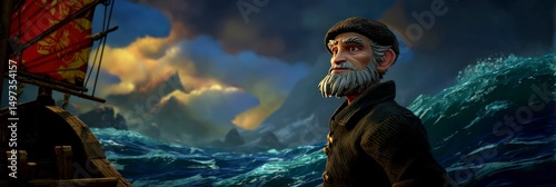 Weathered Mariner Contemplating the Sea