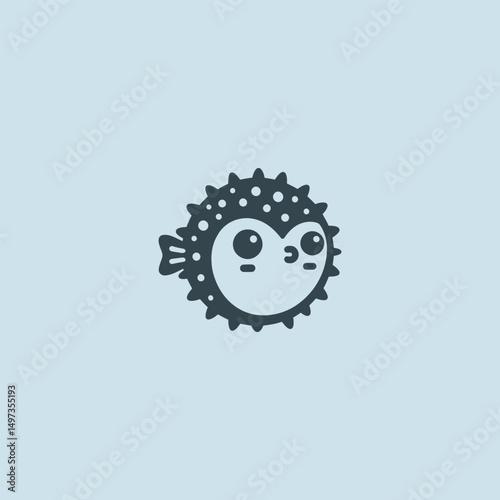 Pufferfish logo in clean and creative illustration design.
