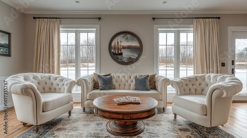 Elegant Living Room with Scenic View