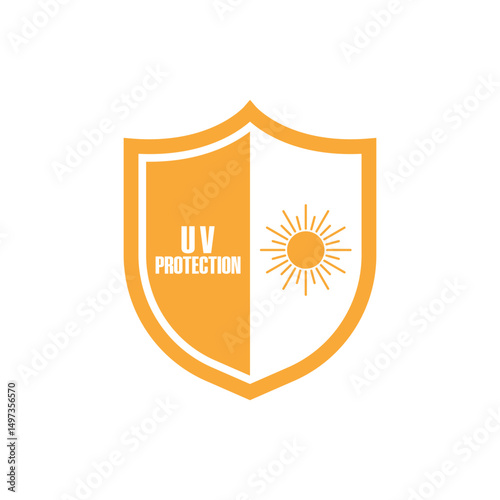 uv protection logo design concept idea with shield and sun symbol