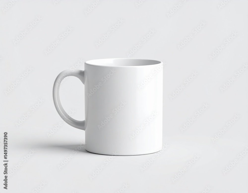 Fototapeta premium A plain white cup stands on a clean surface, inviting customization and artistic expression.