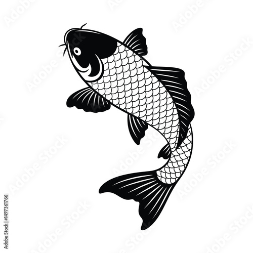 Koi Fish Vector art silhouette