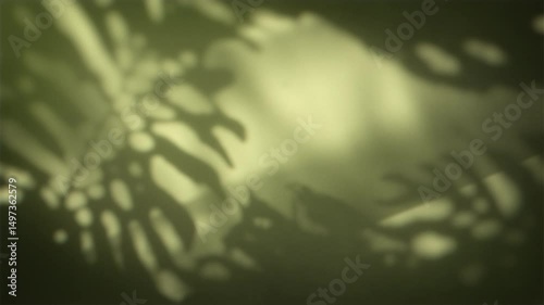 4K Seamless loop of tropical leaf shadows with natural light on green background, botanical overlay animation, ambient texture with copy space, abstract motion element for graphic design and video