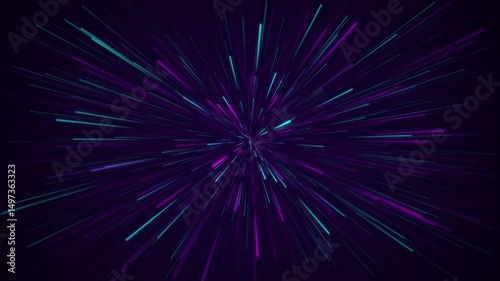 Star radiating purple and blue lines from the center like cosmic rays.