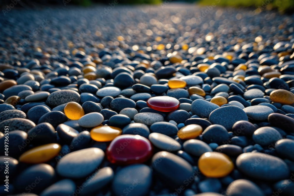 Obraz premium A pile of small stones resting on the surface of a gravel path
