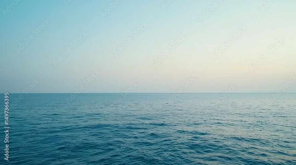 Obraz premium Calm ocean horizon with soft gradient sky in morning light