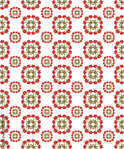 A seamless vector pattern featuring abstract floral elements arranged in a geometric grid. Perfect for textiles, wallpapers, backgrounds, and packaging designs. Editable EPS format