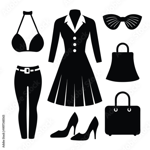 fashion designer element isolated fashion styling on white background