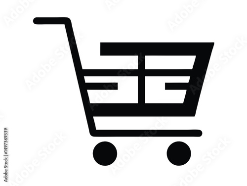 Empty vector shopping cart icon for online retail and e-commerce