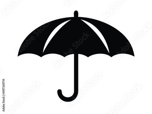 Classic black open umbrella isolated on a white background, an essential accessory for rain protection