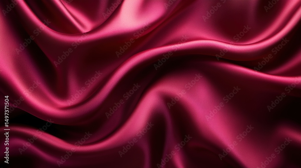Obraz premium Luxurious deep red satin fabric draping softly under gentle light in a close-up view creating an elegant atmosphere for textile enthusiasts