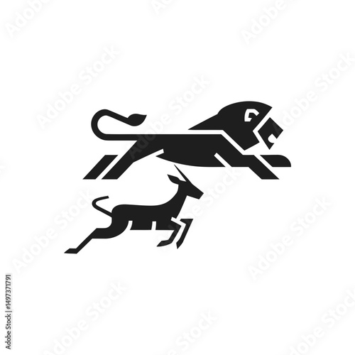 Lion Chasing Antelope Icon