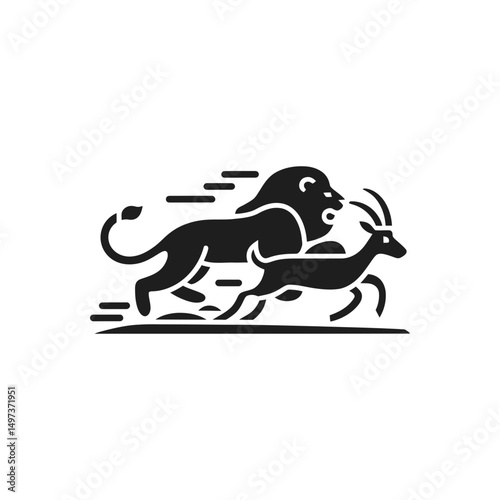 Lion Hunting Gazelle Chase Icon