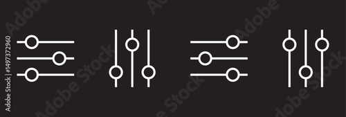 Filter setting icon set, Digital Management collection of filters arrange list, Filter control setting vectors isolated on transparent background